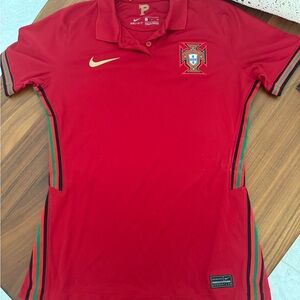 Nike Red Portugal Soccer Jersey with Green and Black Accents